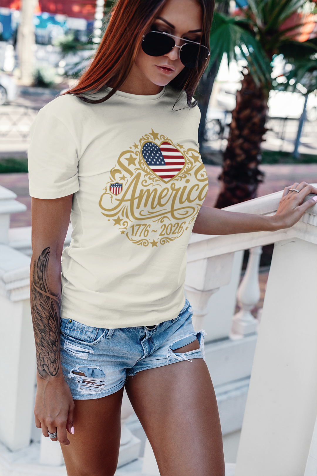 Heart-Shaped American Flag Tee