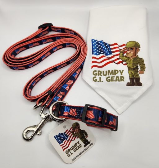 Patriotic Dog Collar, Leash and Bandana