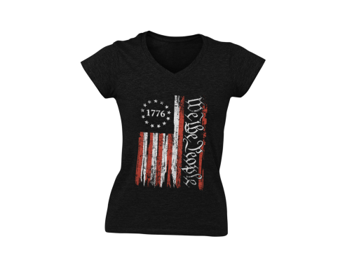 1776 Flag Ladies V-Neck - Image 2